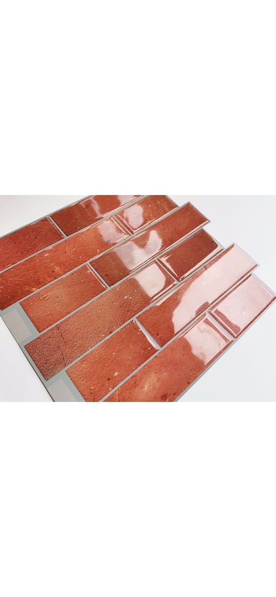 Faianţă autoadezivă 3D Smart Tiles, Folina, cărămidă maro - set 10 bucăţi
