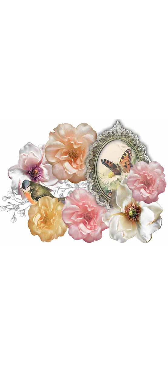 Sticker decorativ Romantic Flowers, d-c-fix, model floral, multicolor, set 2 bucăți