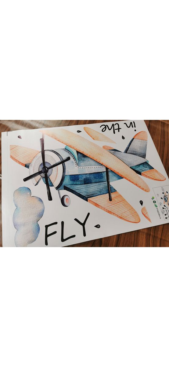 Stickere copii Avioane printre nori, pentru cameră băiat, set 2 planșe cu elemente individuale și racletă