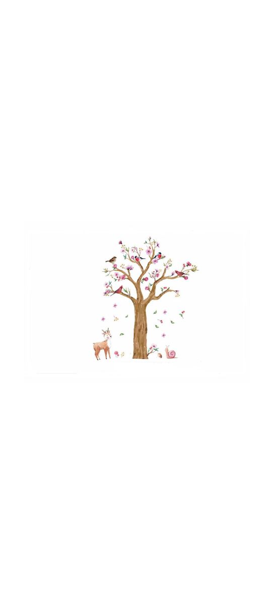 Sticker perete Copac înflorit, Folina, model watercolor, 170 cm înălţime