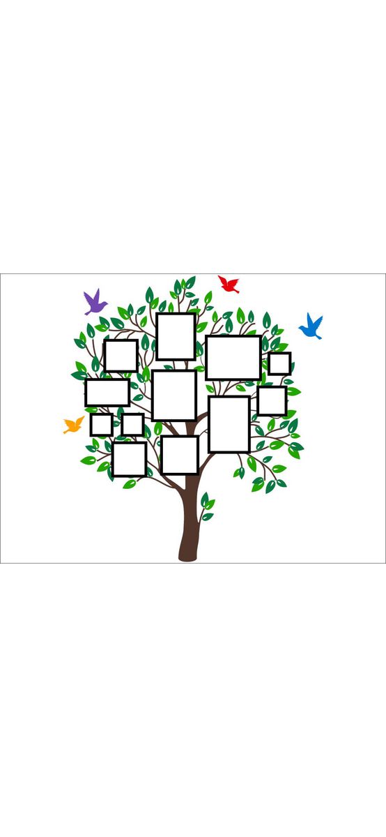 Sticker Copac cu rame foto, Folina, decorațiune pentru perete, 150 cm înălţime , racletă de aplicare inclusă.