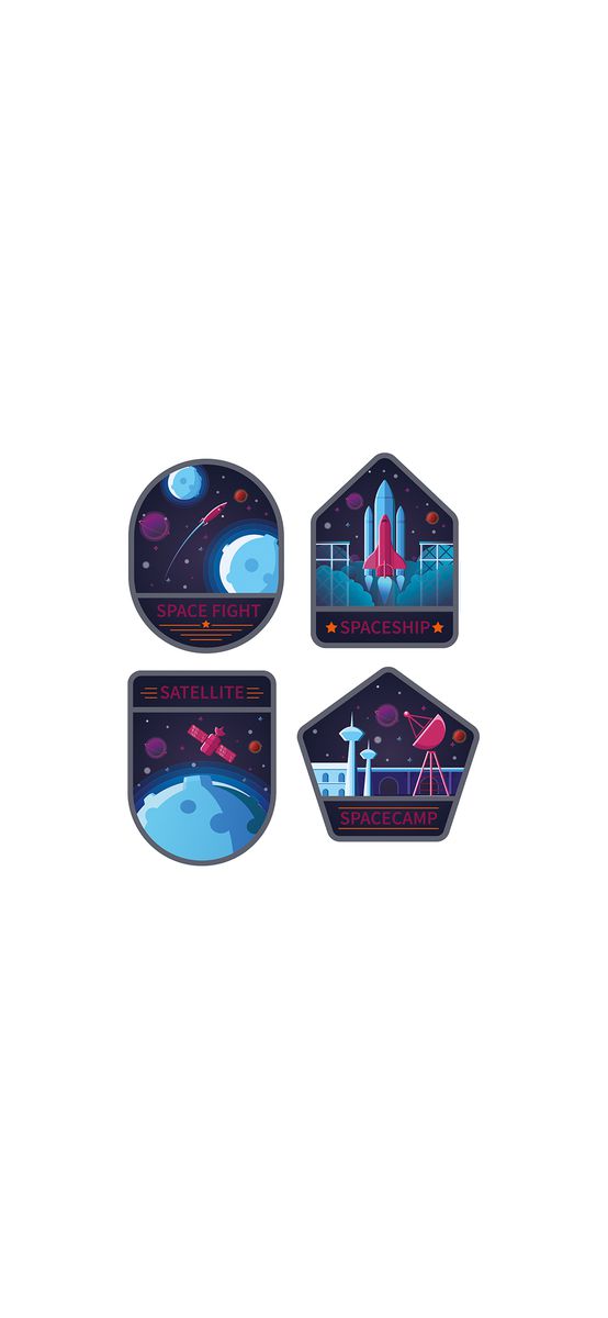 Set 4 stickere perete, Space, copii, Folina 30cm, racletă de aplicare inclusă.