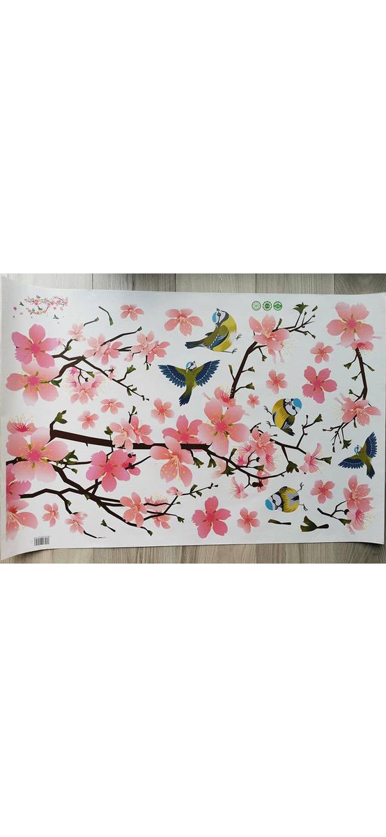 Stickere flori, Folina, creangă înflorită şi păsări, 70x130 cm