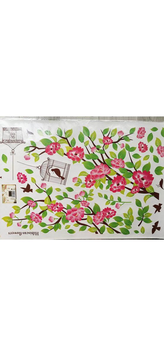Stickere flori, Folina, crengi cu flori roz şi colivii