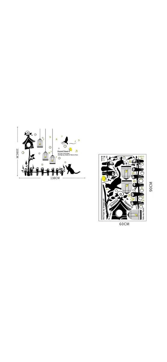 Sticker perete Colivii, Folina, decor negru, 108x138 cm