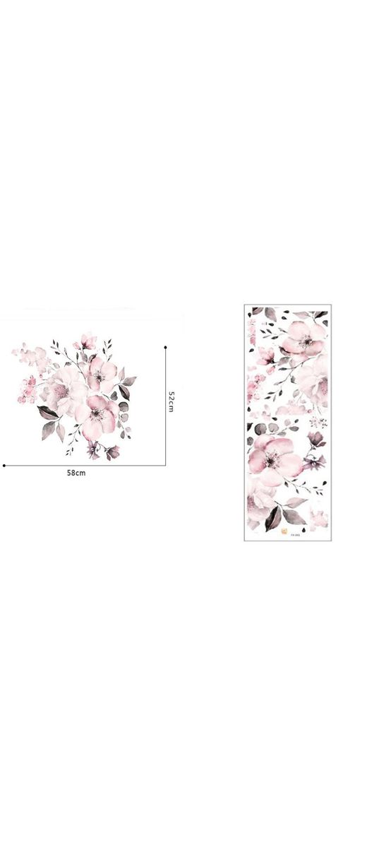 Sticker Floare roz pal, watercolor, 50 cm