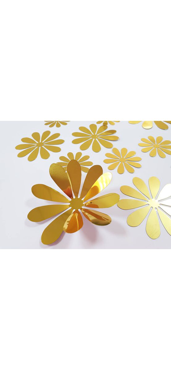 Stickere 3D Flori aurii, Folina, efect metalic - set 12 bucăţi