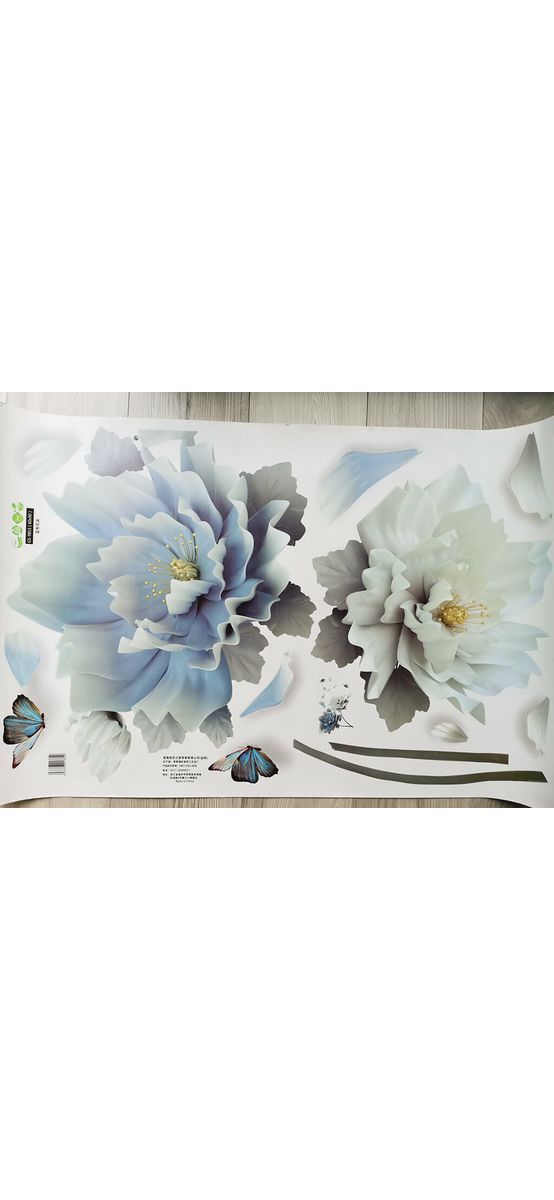 Stickere flori, Folina, decor floral gri albăstrui