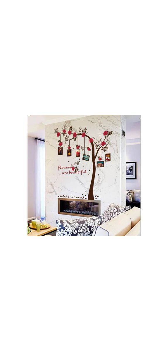 Sticker Copac cu flori roşii, Folina, decor galerie foto