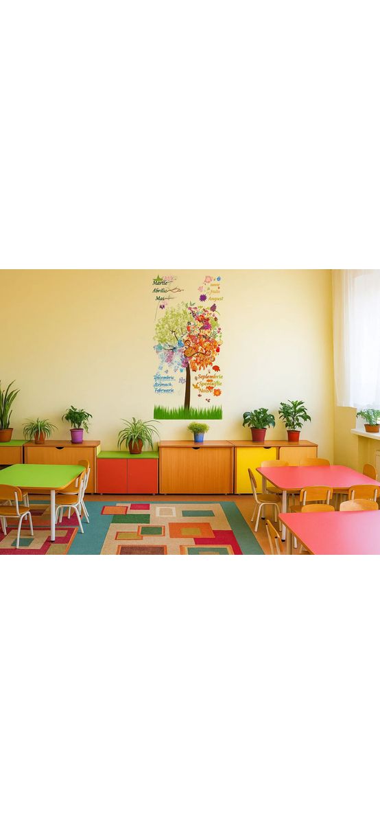 Sticker grădiniță Copacul anotimpurilor, Folina, multicolor, 200x95 cm