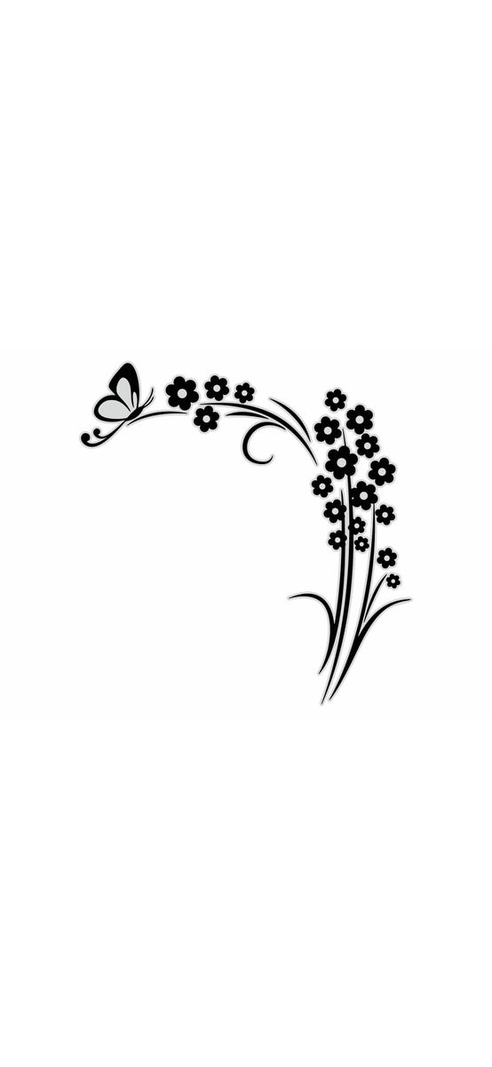 Stickere flori, Folina A980, decor floral negru