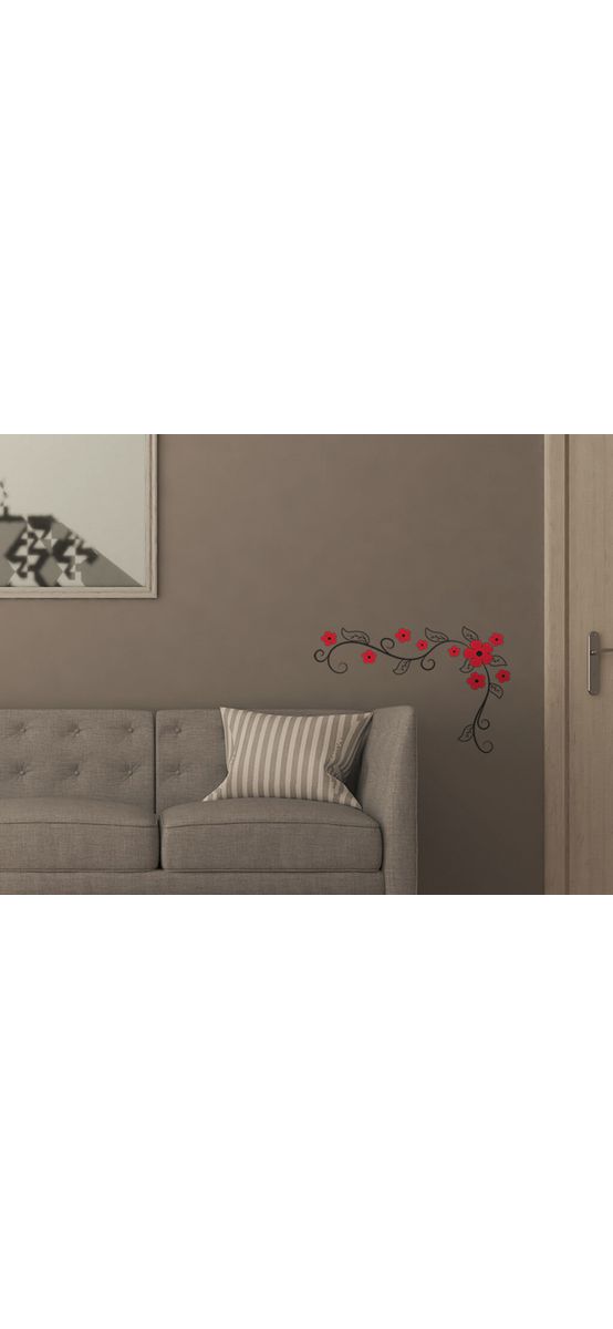 Sticker perete floare roşie, Folina, imprimeu floral