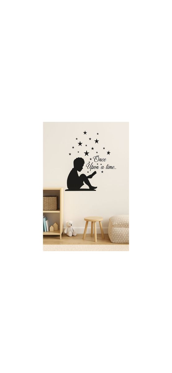 Sticker decorativ „Once upon a time...” – planșă 25x55 cm, negru, ideal pentru spații de lectură