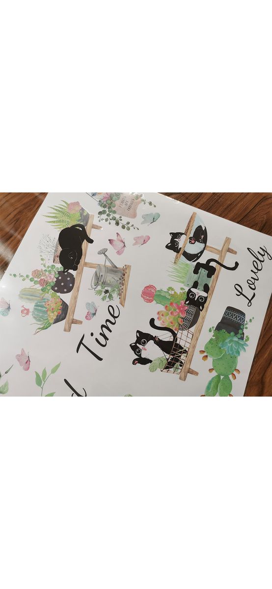 Stickere Pisici jucăuşe prin plante verzi