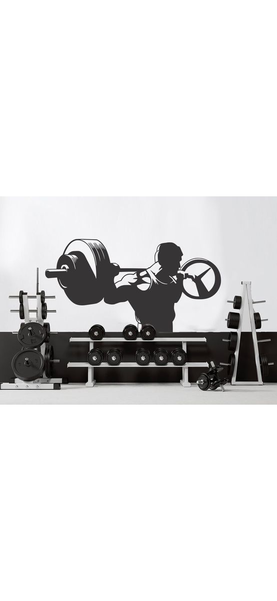 Sticker motivational fitness, model Arnold, negru, 170 x 90 cm, racletă de aplicare inclusă
