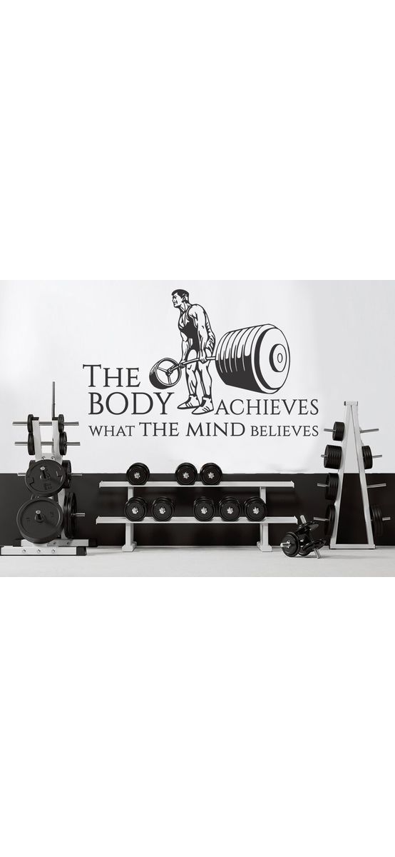 Sticker motivational fitness, model Body and mind, negru,  152 x 95 cm, racletă de aplicare inclusă