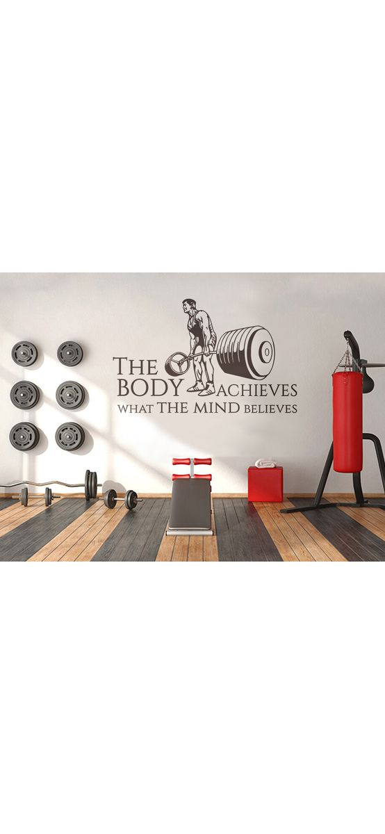 Sticker motivational fitness, model Body and mind, negru,  152 x 95 cm, racletă de aplicare inclusă