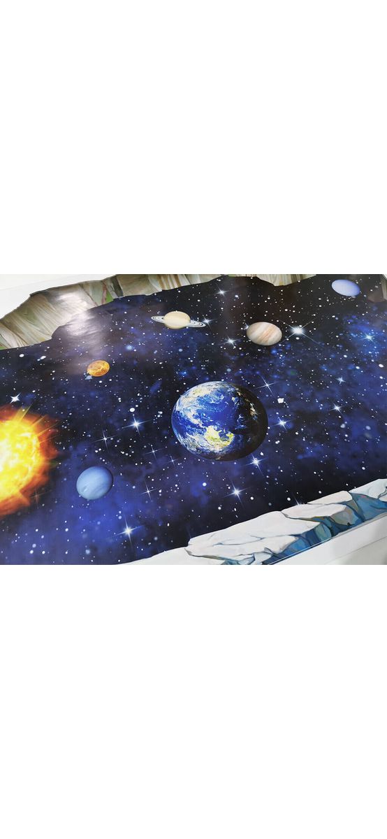 Sticker 3D Planete, Folina, privelişte spre spaţiul cosmic - 88x50 cm