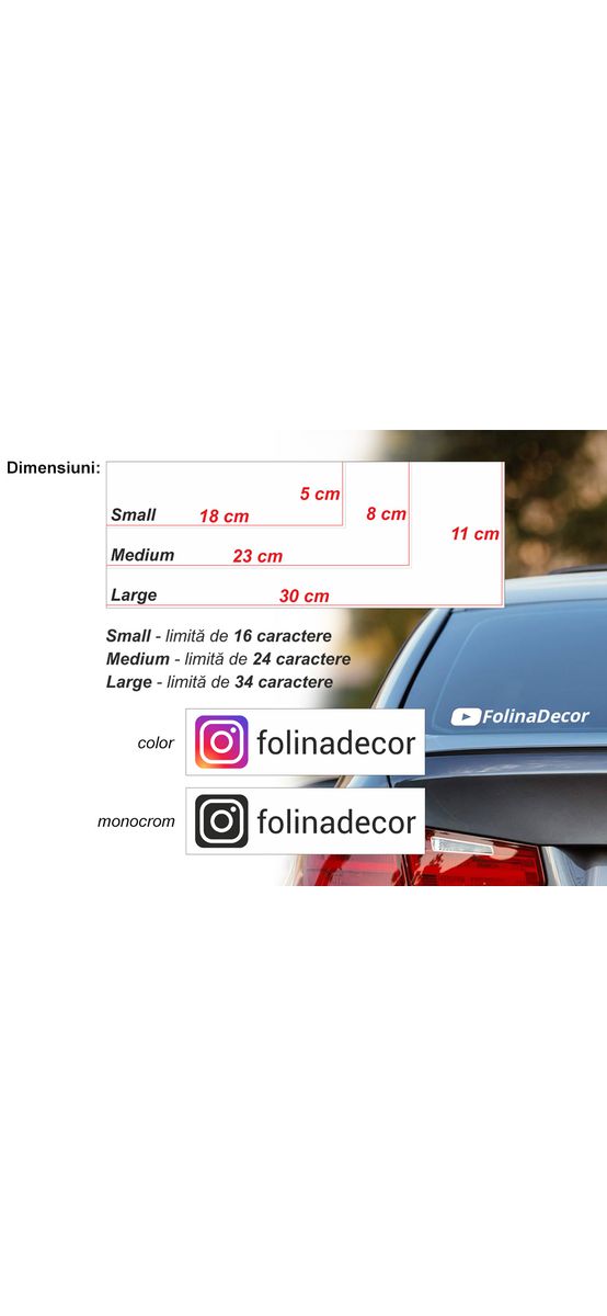 Sticker social media personalizat, color sau monocrom, ideal pentru publicitate, large size - 30x11 cm