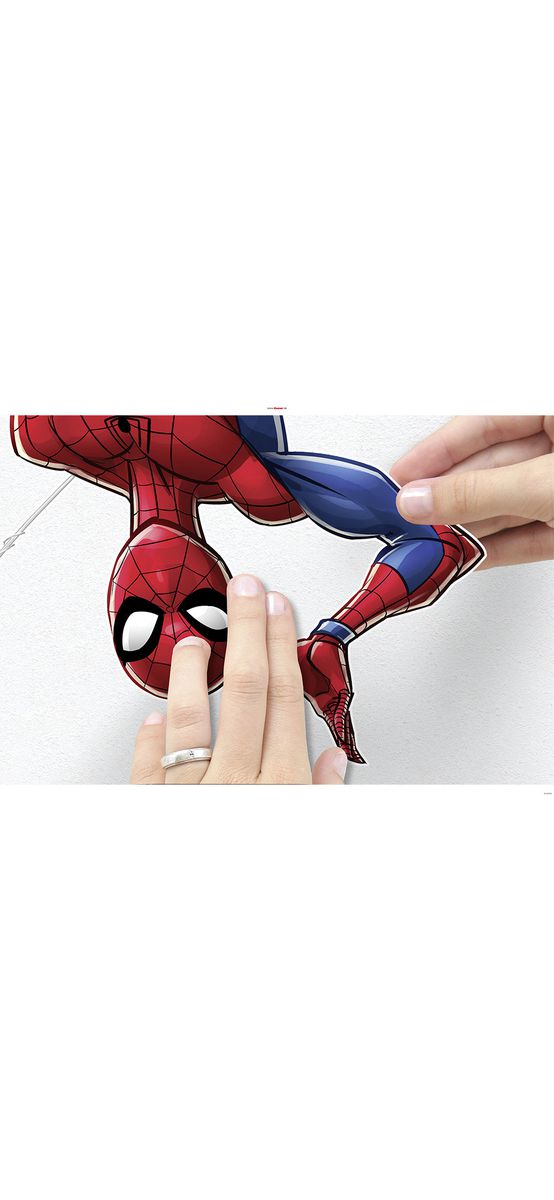 Set 8 stickere Spiderman, Komar Spider Man Web Head, decor cameră băiat, planşă de 100x70cm