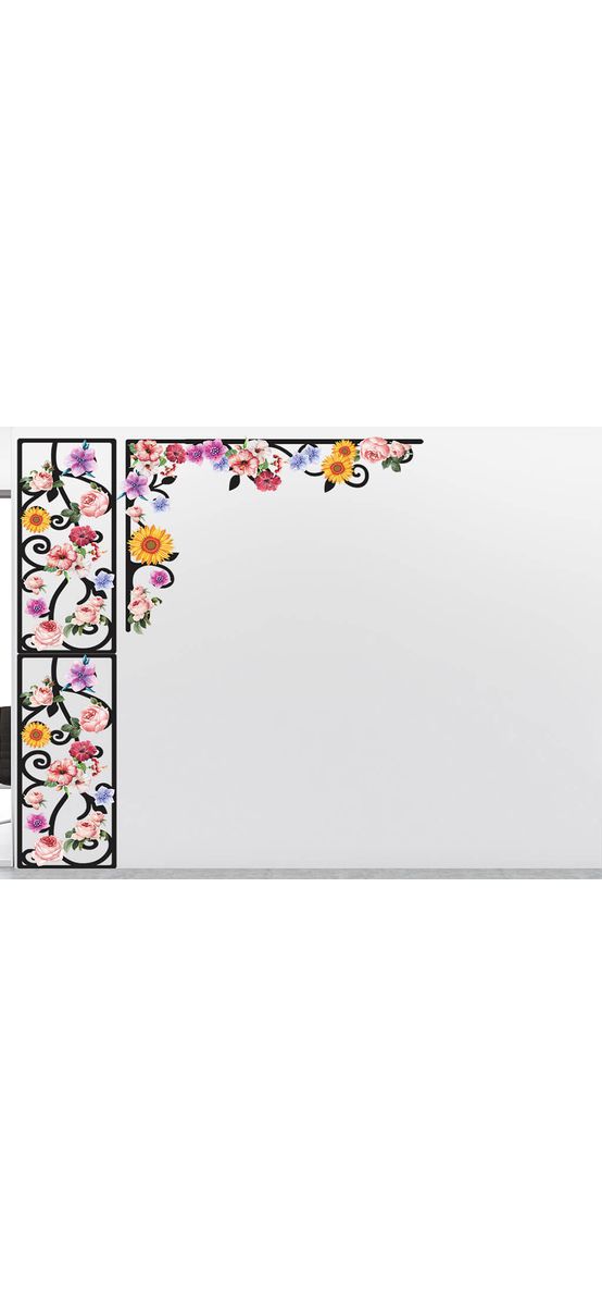 Sticker perete Suport flori, MagicFix, model floral, multicolor