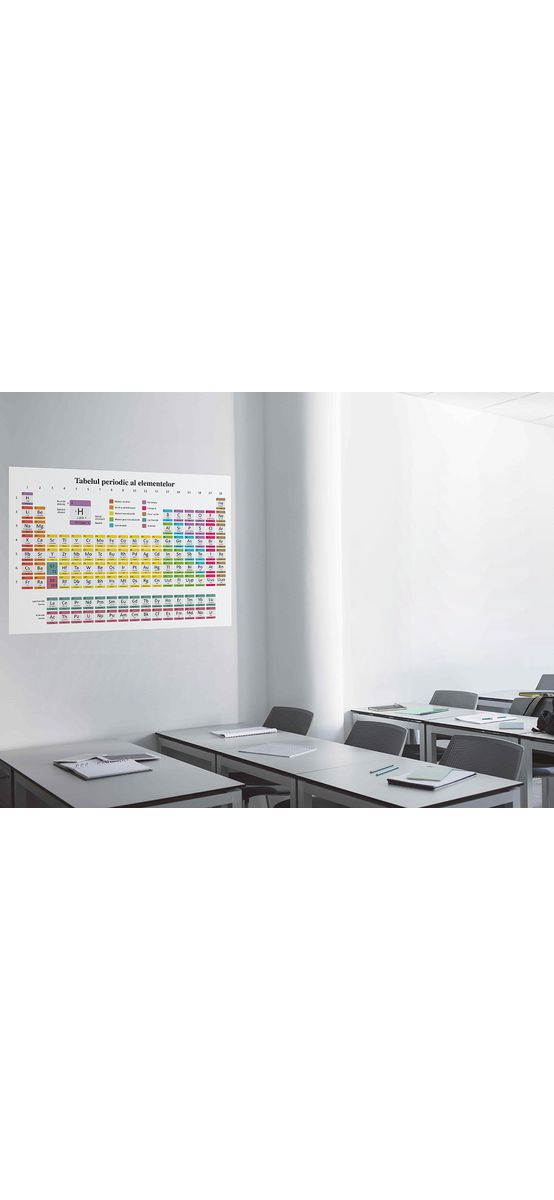 Sticker Tabelul periodic al elementelor, Folina, multicolor, planșă mare de 100x72 cm, racletă de aplicare inclusă