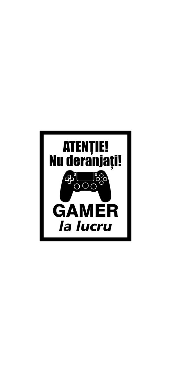 Sticker uşă Gamer la lucru, Folina, negru, 60x50 cm, racletă de aplicare inclusă