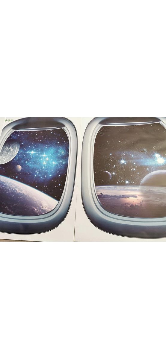 Stickere 3D Ferestre spre univers, Folina, model hublou avion - set 3 stickere