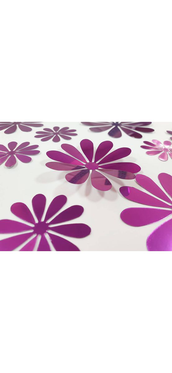 Stickere 3D Flori mov, Folina, efect metalic - set 12 bucăţi