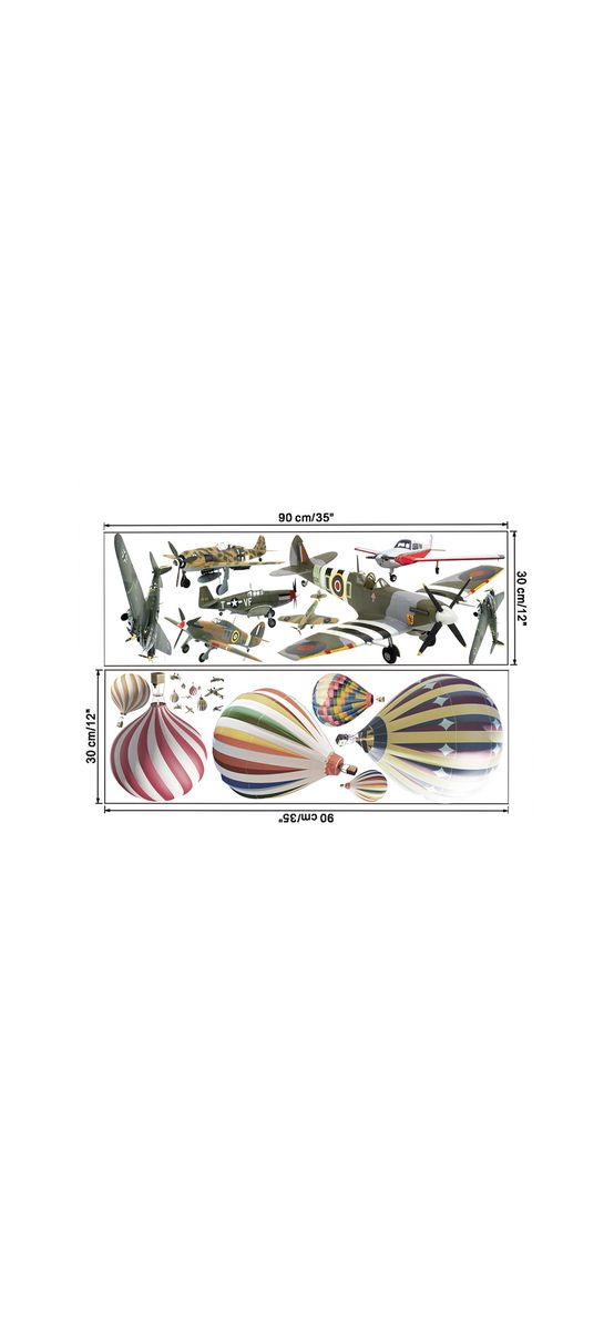 Set 14 stickere cameră băiat Avioane şi baloane în zbor