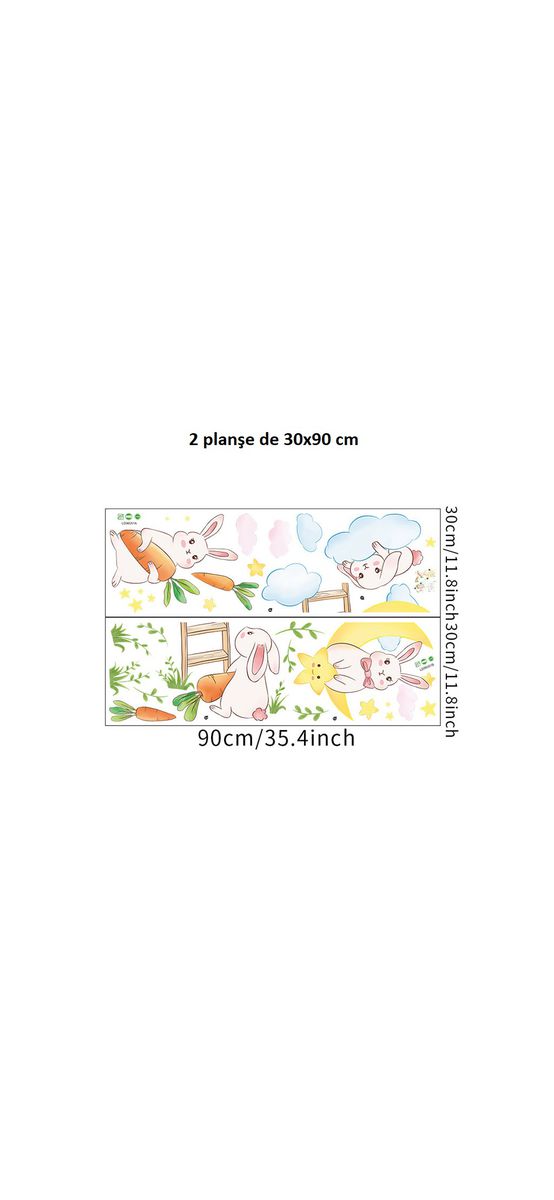 Stickere cameră copii, Iepuraşi, decor în nuanţe pastel