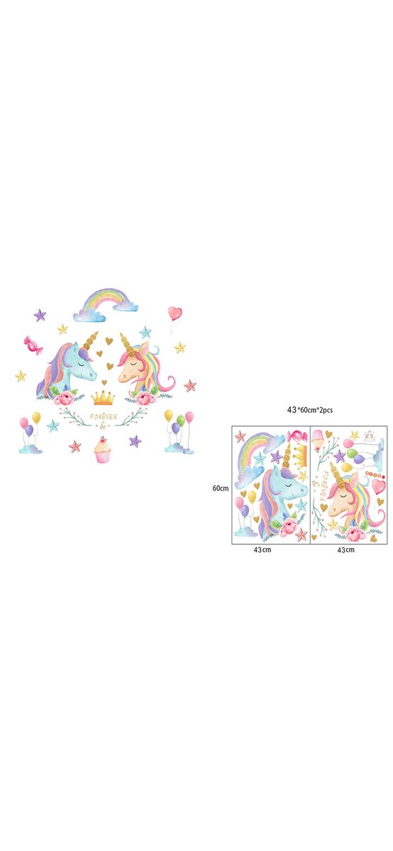 Sticker cameră fetiţă unicorni, Forever, multicolor