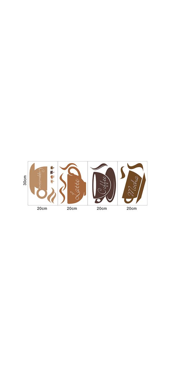 Set 4 stickere ceşti cafea, decor bucătărie sau cafenea