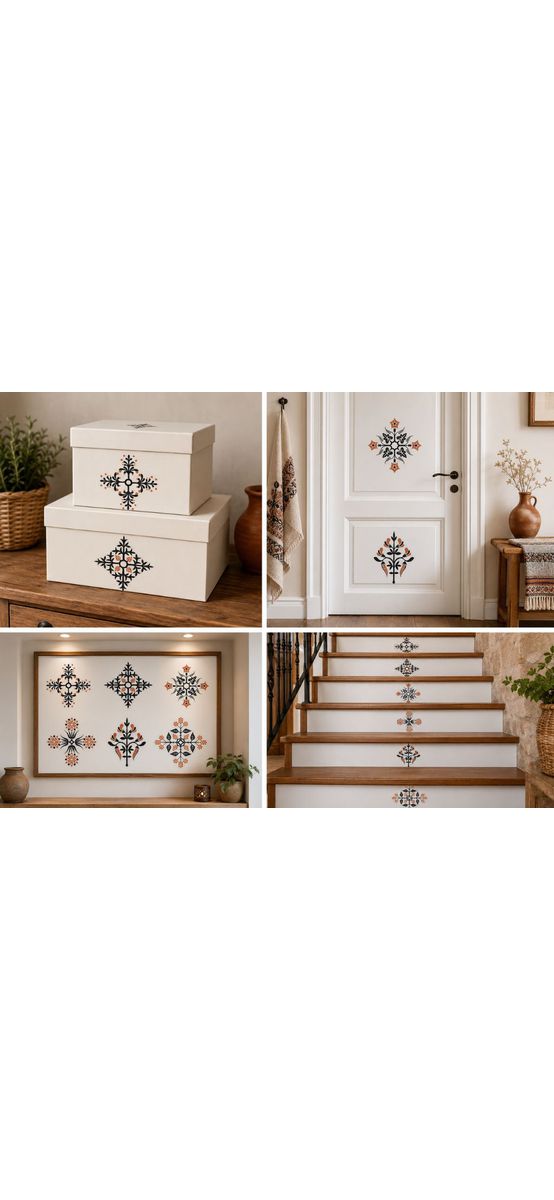 Set 6 stickere decorativ cu motive tradiționale românești