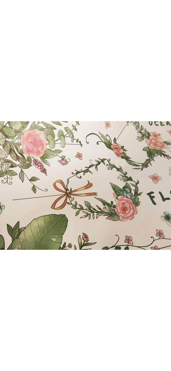 Stickere perete flori, Folina, coroniţe verzi, 60x90 cm