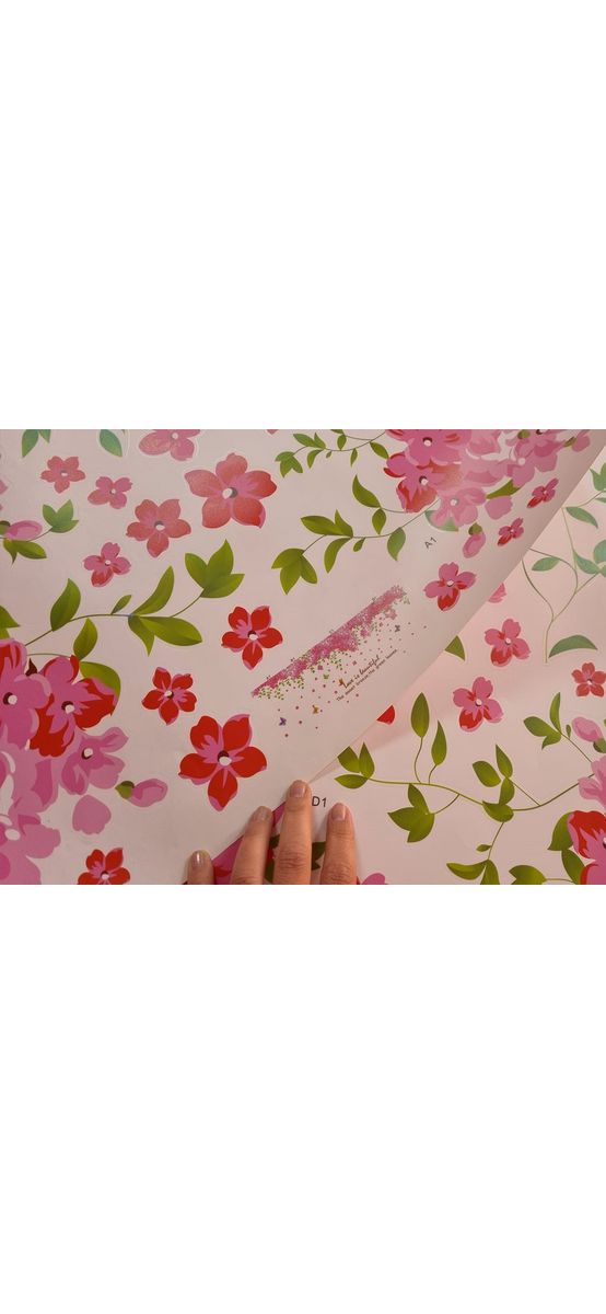 Stickere geam, flori roz şi fluturi coloraţi, bordură decorativă de 40x250 cm