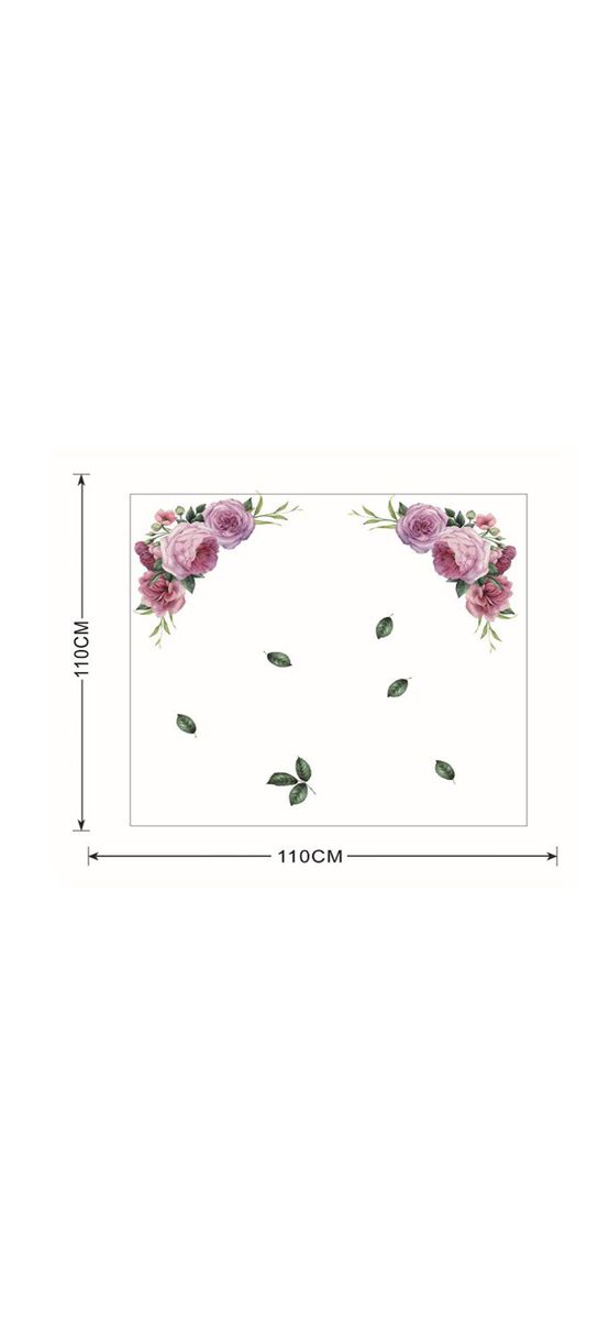 Stickere perete, Folina, model floral mov, 50x70 cm