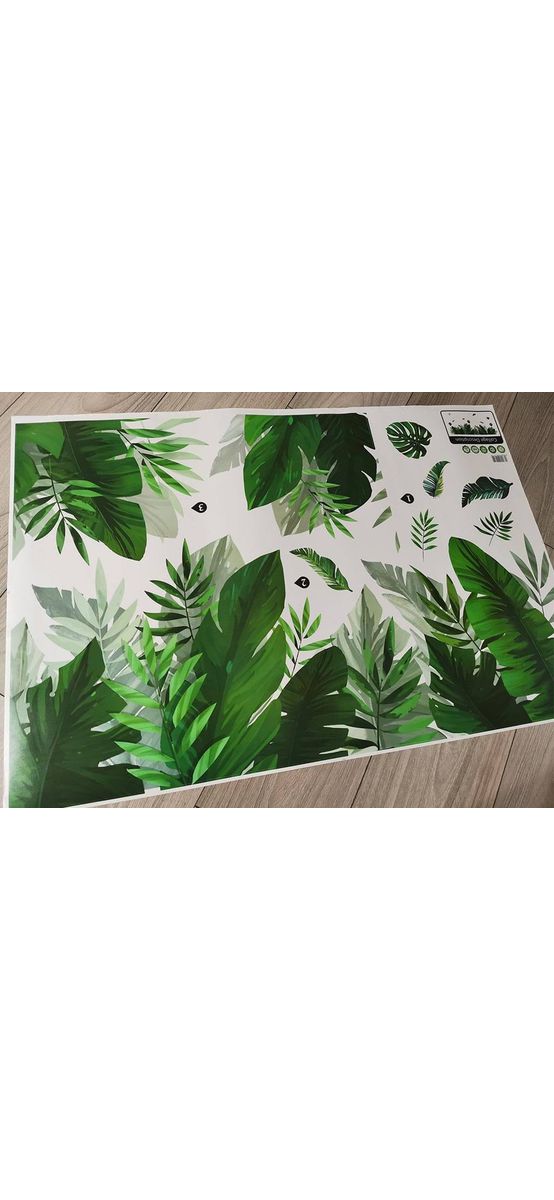 Sticker Frunze exotice, Folina, bordură decorativă verde, 150 cm lungime