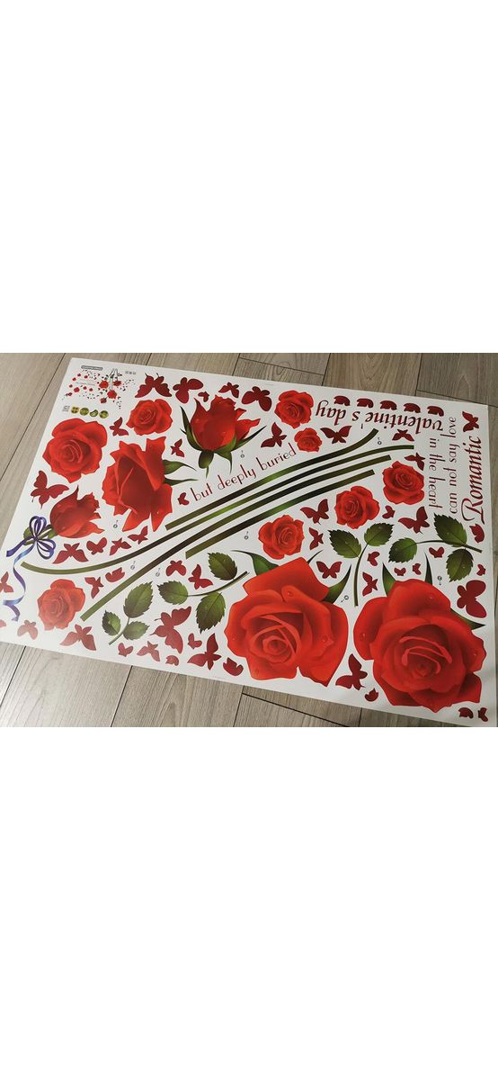 Stickere flori, Folina, trandafiri roşii, decor cu flori şi fluturi