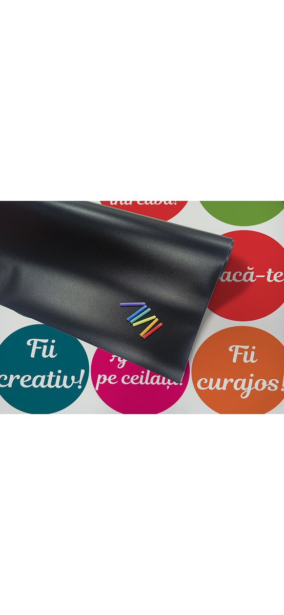Set autocolant tablă de scris neagră şi buline cu mesaje, Folina EDU72, decor pentru grădiniţe şi şcoli