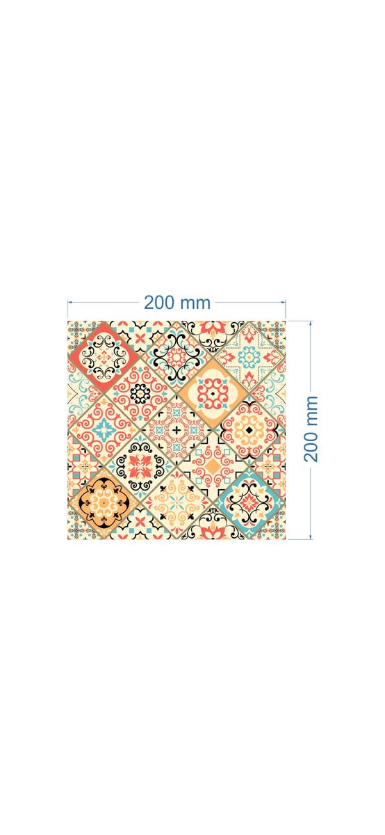 Set 6 stickere faianţă Sole, Folina, model patchwork colorat, 20x20 cm
