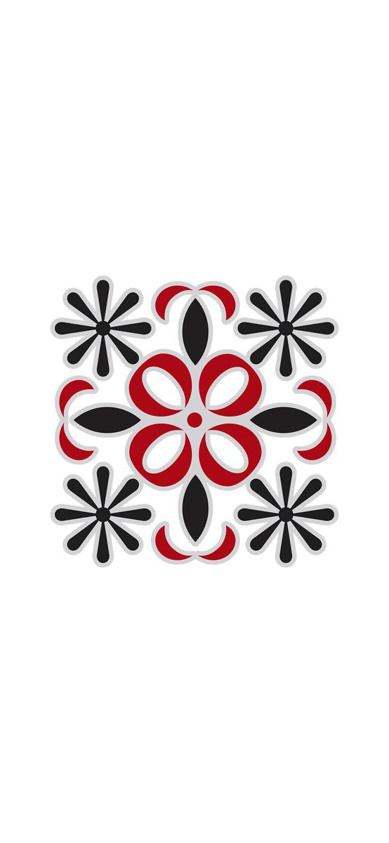Set 18 stickere faianţă Tea, Folina, model negru şi roşu