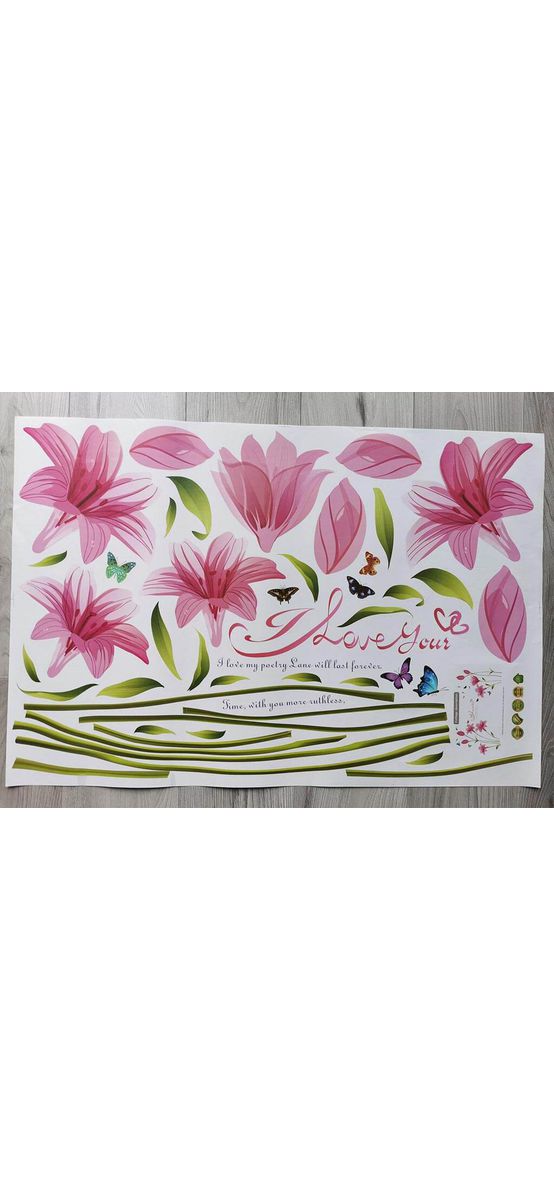 Stickere flori, Folina, decor floral roz