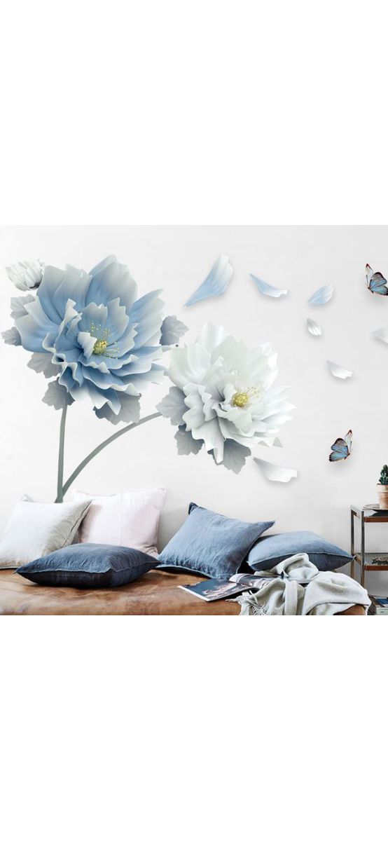 Stickere flori, Folina, decor floral gri albăstrui