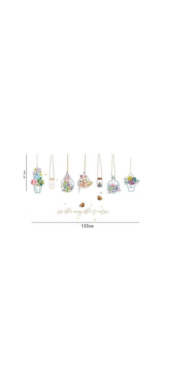 Stickere flori, Folina, decor ghivece suspendate multicolor, set 7 stickere