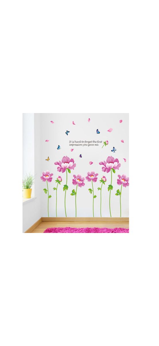 Set 4 stickere flori mov, Folina, 115 cm înălţime