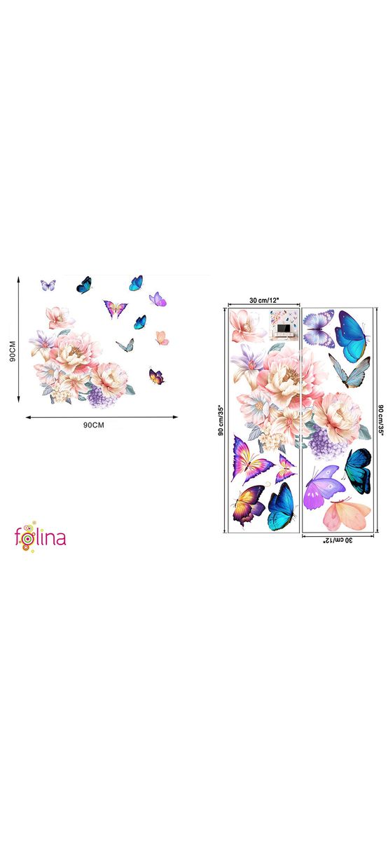 Stickere flori şi fluturi, Folina KSY26, în nuanţe pastel