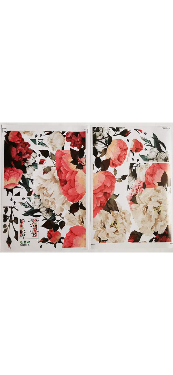 Stickere flori, Folina, decor floral roşu