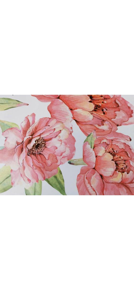 Stickere perete flori watercolor, Folina, bujori roz, 40x60 cm