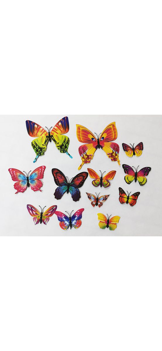 Set 12 stickere 3D Fluturi multicolori